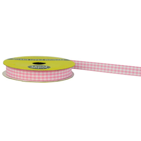 10mm Pink Colour Gingham Ribbon
